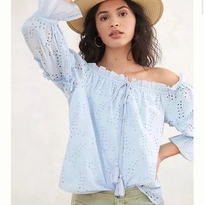 NWT Anthropologie Seen Worn Kept Jane Eyelet Lace Off-The-Shoulder Blouse